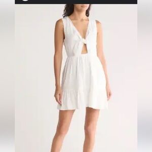 Elodie white tie front‎ mini dress NWT cotton